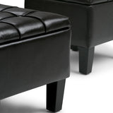 Storage Ottoman Set Tufted Faux Leather Soft Dark Brown - Furniture Home Direct