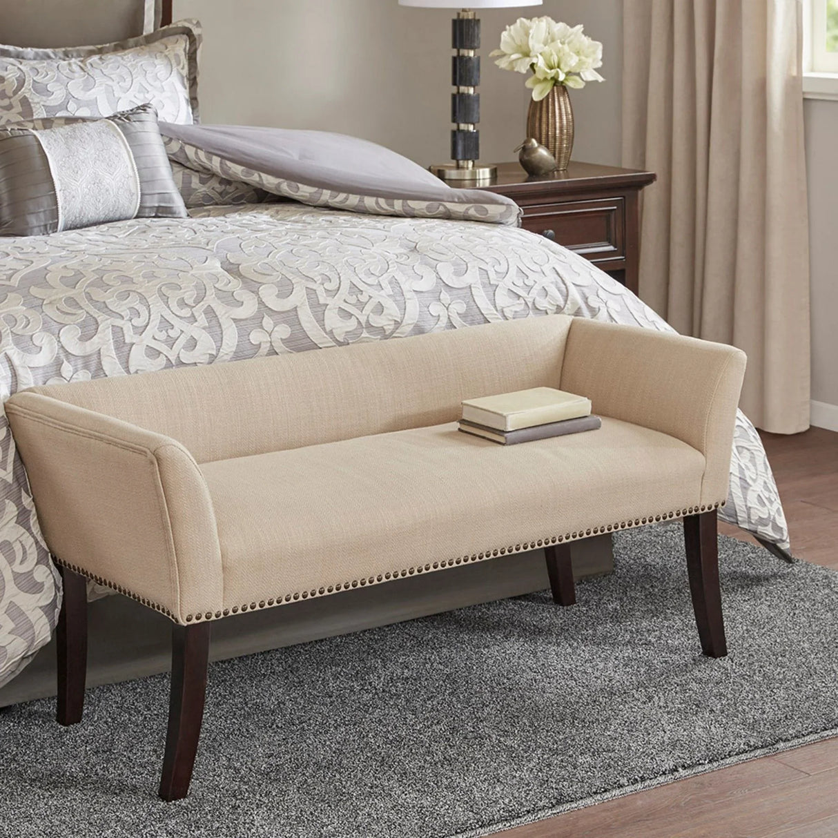 Elegant Design Bench Upholstery, Solid Wood Frame - Furniture Home Direct