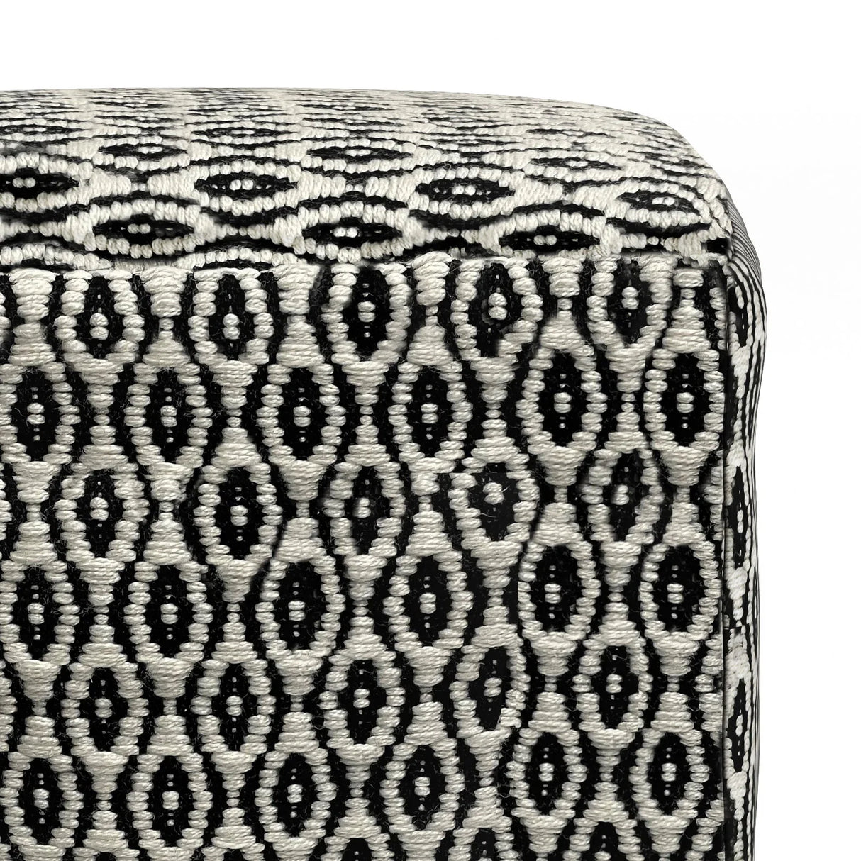 Kiana - Square Woven Outdoor / Indoor Pouf - Black / White - Furniture Home Direct