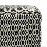 Kiana - Square Woven Outdoor / Indoor Pouf - Black / White - Furniture Home Direct