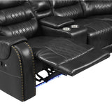 Sectional Sofa Manual Reclining With LED Light Strips Black - Furniture Home Direct