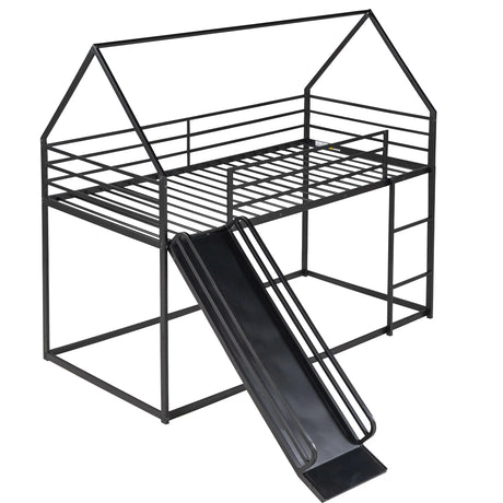 Twin Over Twin House Bunk Bed With Ladder And Slide - Furniture Home Direct