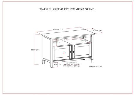 Warm Shaker - TV Media Stand Handcrafted - Brown - Furniture Home Direct