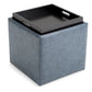 Rockwood - Upholstered Cube Storage Ottoman With Tray - Furniture Home Direct