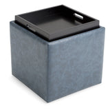 Rockwood - Upholstered Cube Storage Ottoman With Tray - Furniture Home Direct