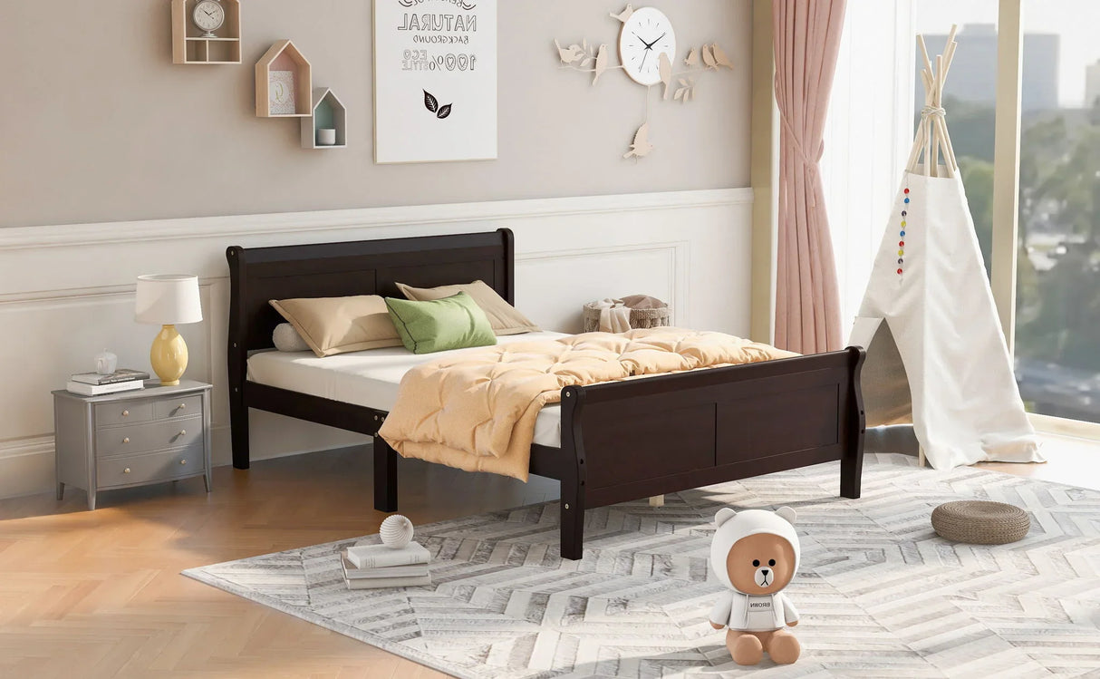 Platform Bed Frame Mattress Foundation Sleigh Bed With Headboard / Footboard / Wood Slat Suppor - Furniture Home Direct