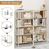 5 Tier Industrial Bookshelf, Tall Bookcase With Open Design, Vintage Storage Organizer - Furniture Home Direct