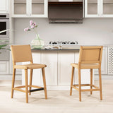 Pierre - Farmhouse Saddle Kitchen Island Counter Stool With Back - Sunkissed Beige Leather / Natural - Furniture Home Direct