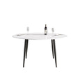 Modern Man-Made Stone Round Metal Dining Table-Position For 6 People - Furniture Home Direct