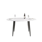 Modern Man-Made Stone Round Metal Dining Table-Position For 6 People - Furniture Home Direct