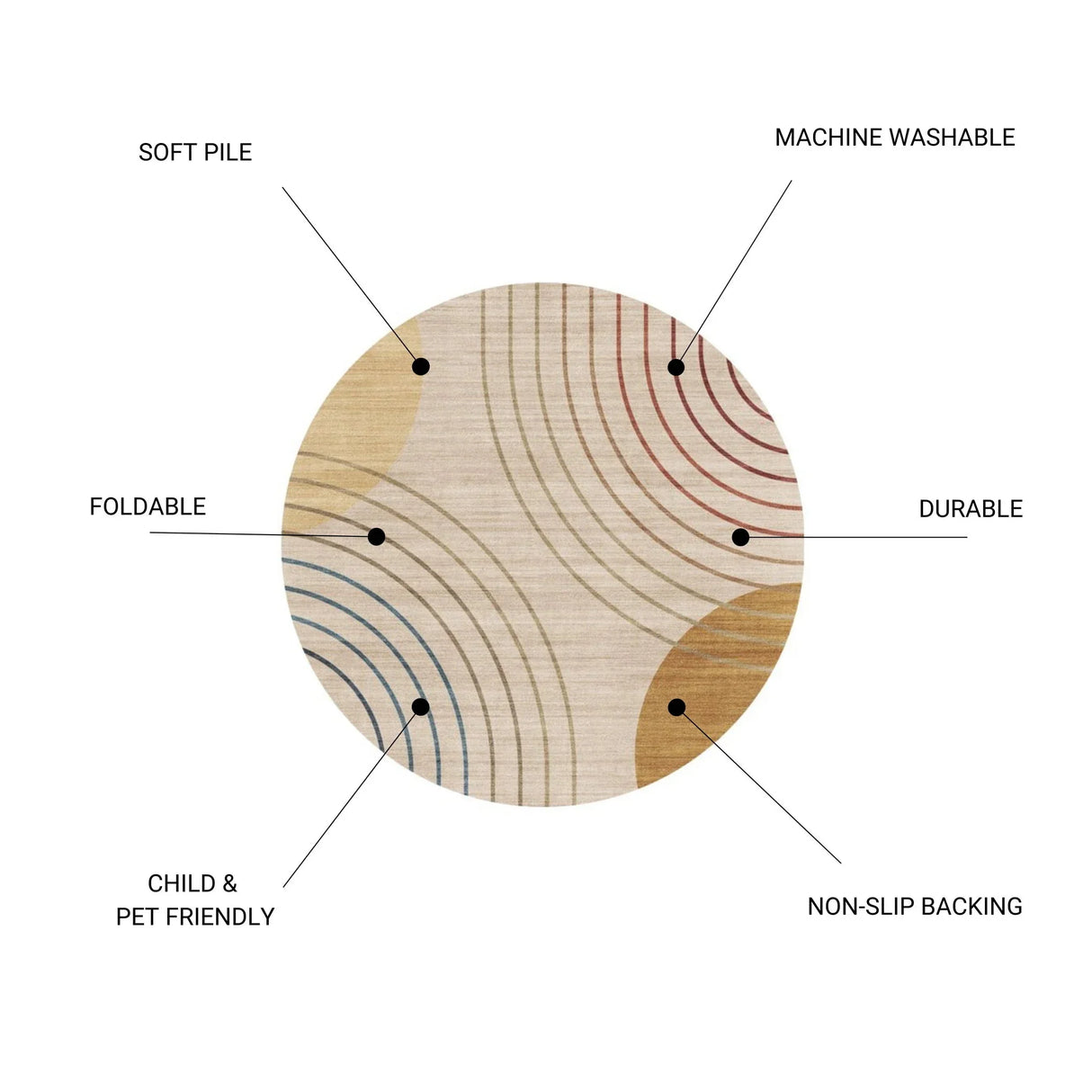 Rabbit - Washable Non - Slip Round Rug - Ivory / Light Brown - Furniture Home Direct