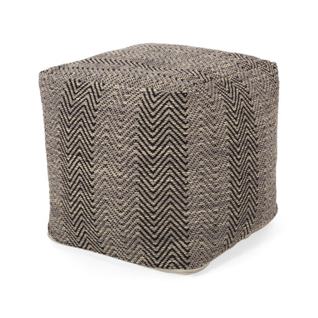 Barracuda - Handcrafted Cotton Pouf With Chevron Pattern - Brown / Beige - Furniture Home Direct
