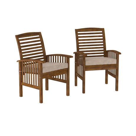 Modern 2 Piece Slat Back Patio Chairs With Cushions - Furniture Home Direct