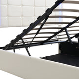 Storage Bed With LED Lights And Hydraulic Lift White - Furniture Home Direct