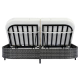 Outdoor Wicker Double Chaise (Black Frame+Beige Cushion) - Furniture Home Direct