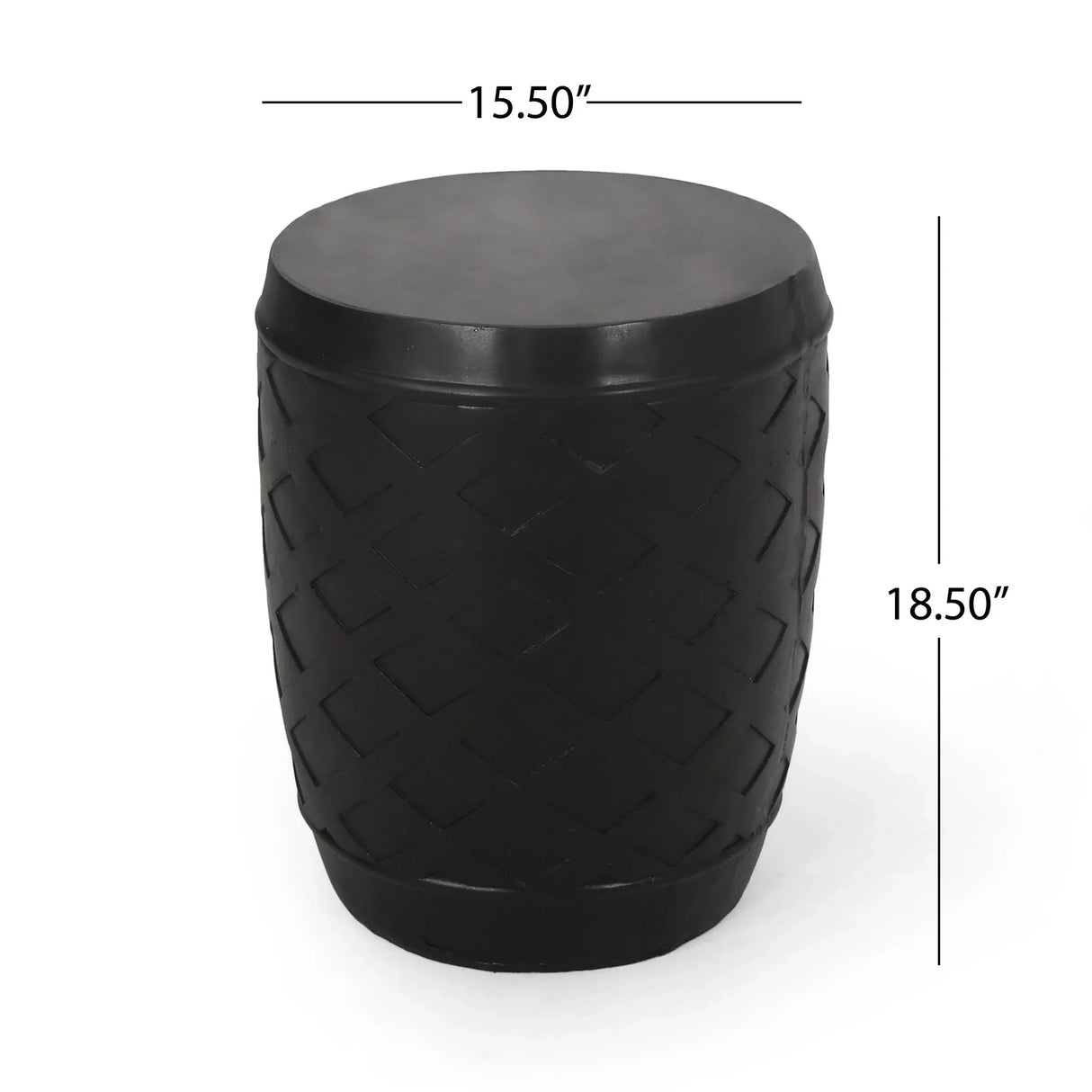 Outdoor Side Table With Lattice Design And Round Top - Black