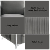 Wenona Gray Velvet 3Pcs Living Room Set (Sofa, Loveseat, Chair) - Furniture Home Direct