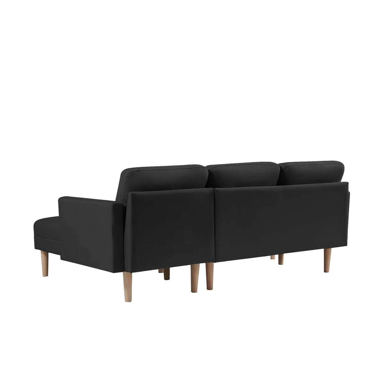 Right Facing Sofa Chaise with Ottoman - Black - Furniture Home Direct