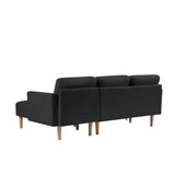 Right Facing Sofa Chaise with Ottoman - Black - Furniture Home Direct