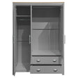 3 Door Storage Wardrobe With Cabinets And 2 Hanging Rods - Gray - Furniture Home Direct
