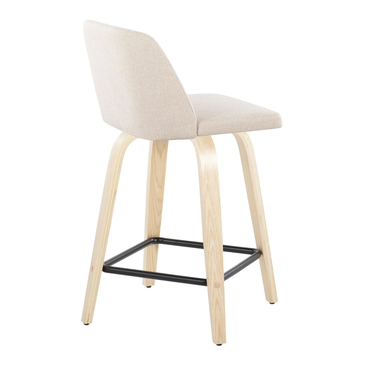 Toriano - Contemporary Modern Design Fixed Height Counter Stool With Swivel With Square Footrest (Set of 2) - Furniture Home Direct