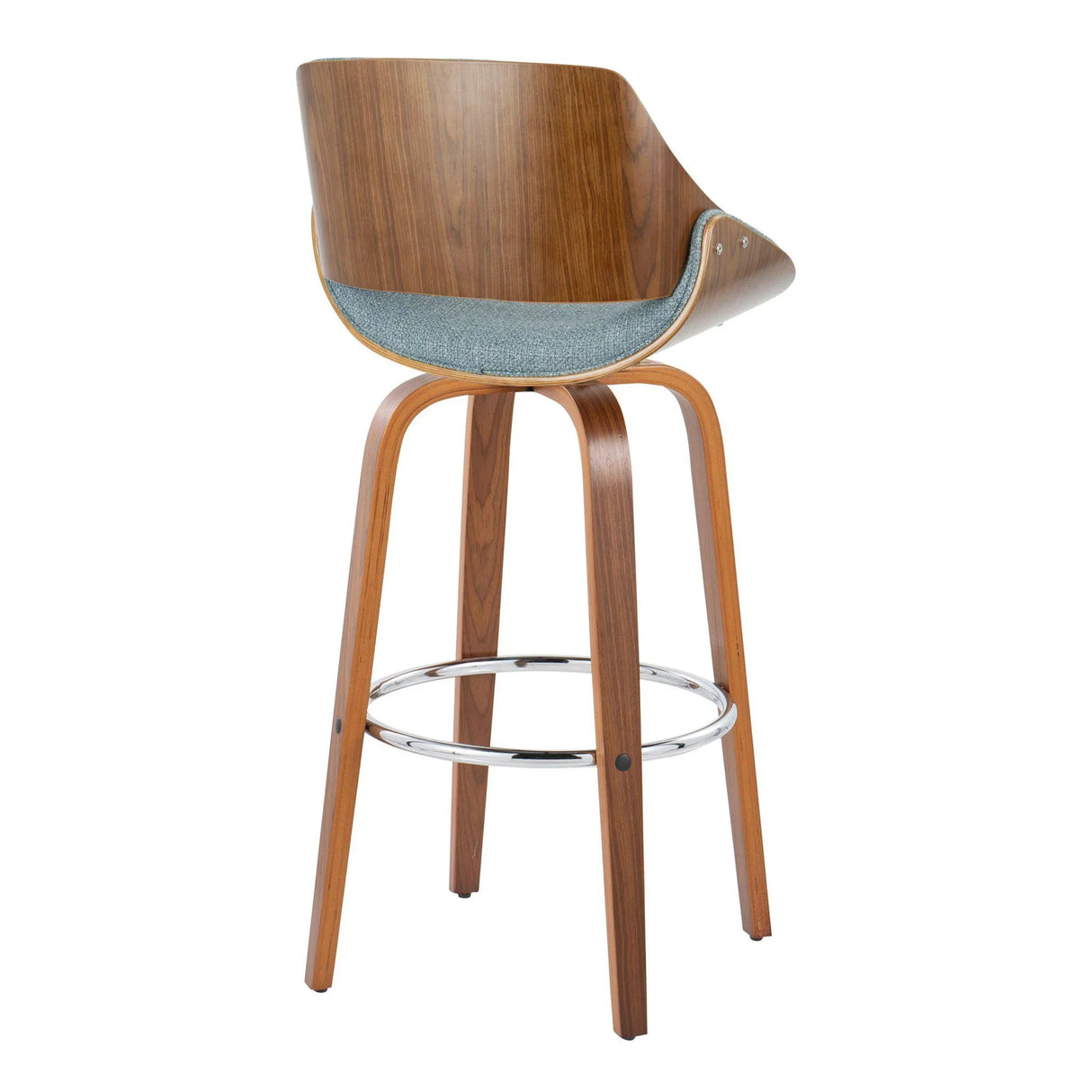 Fabrizzi - Mid Century Modern Fixed Height Barstool With Swivel With Round Footrest (Set of 2) - Furniture Home Direct