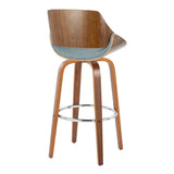 Fabrizzi - Mid Century Modern Fixed Height Barstool With Swivel With Round Footrest (Set of 2) - Furniture Home Direct