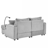 Modern Style Loveseat With Storage, Ottoman, Two USB Ports, Two Cup Holders and Phone Holder - Gray - Furniture Home Direct