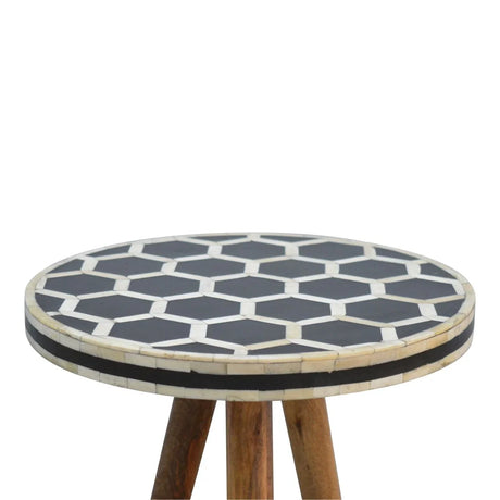 Inlay - Bone Tripod Stool - Beige / White - Furniture Home Direct