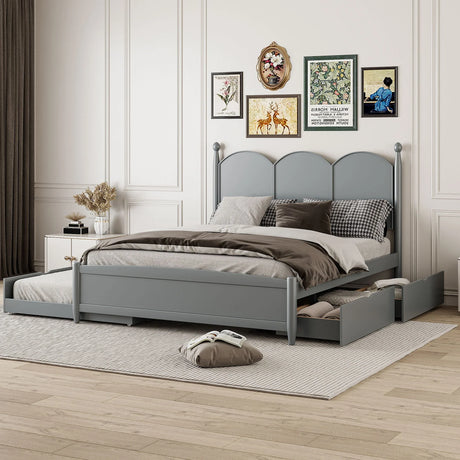 Platform Bed With With 2 Big Drawers And Trundle - Furniture Home Direct
