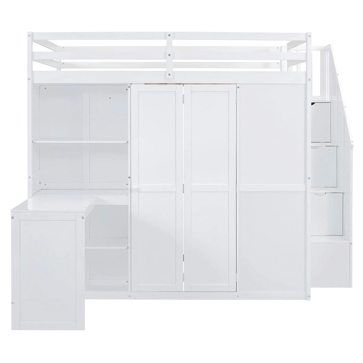 Loft Bed With Wardrobe, Desk And Shelves - Furniture Home Direct