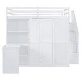 Loft Bed With Wardrobe, Desk And Shelves - Furniture Home Direct