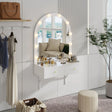 Floating Vanity Desk With Lighted Mirror And Drawers White - Furniture Home Direct