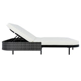 Outdoor Wicker Double Chaise (Black Frame+Beige Cushion) - Furniture Home Direct