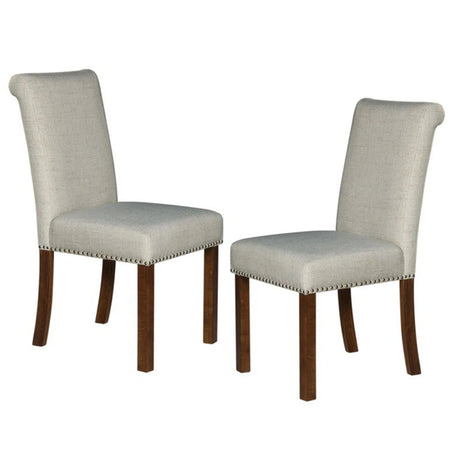 Dining Chair With Nailhead Trim (Set of 2) - Beige - Furniture Home Direct