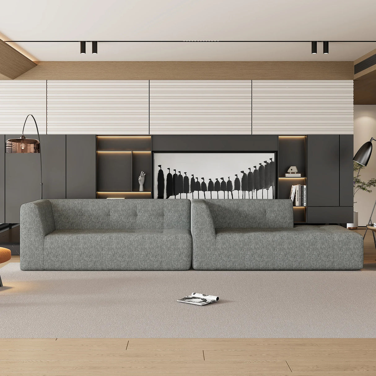 Modular Sectional Sofa in Chenille for Living Rooms Gray - Furniture Home Direct