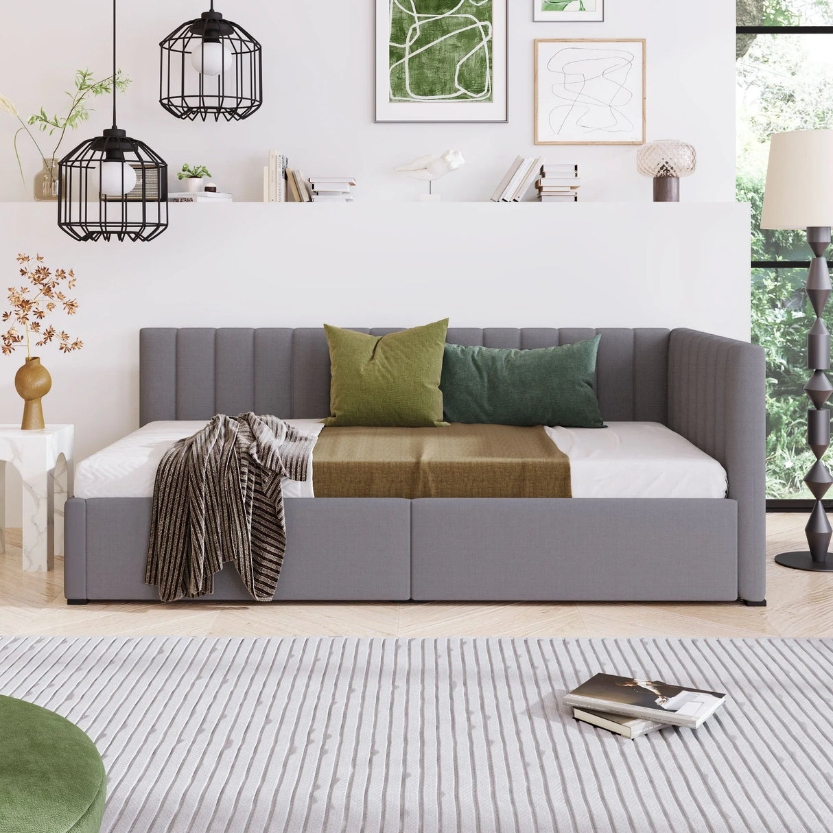 Upholstered Daybed, Sofa Bed Frame, No Box Spring Needed - Furniture Home Direct