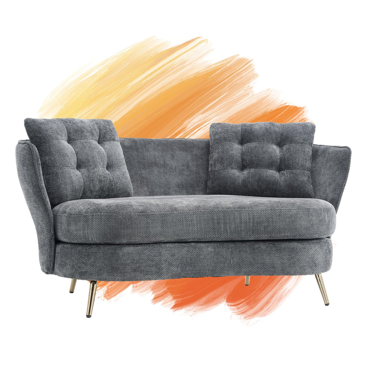 Loveseat Sofa, Upholstered Couch With Metal Legs - Furniture Home Direct