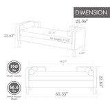 Wide Corduroy Storage Soft Bench With Armrests, Backrest And Two Bolster Pillows - Furniture Home Direct
