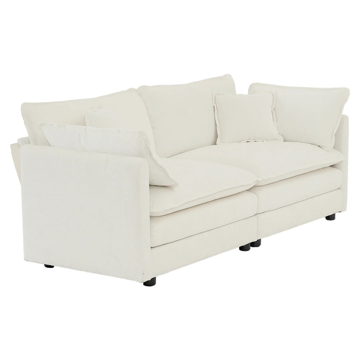 Chenille 2 Piece Living Room Set - White - Furniture Home Direct