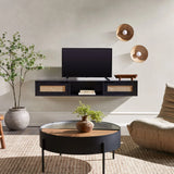 Modern Rattan Door Floating TV Stand For TVs Up To 65" - Furniture Home Direct