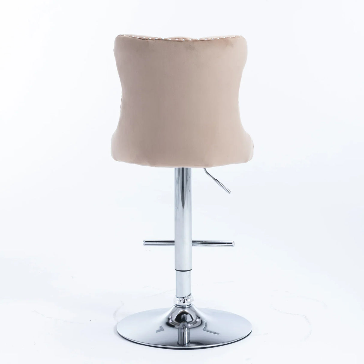 Bar Stool Set Swivel Tufted Velvet Chrome Base Khaki - Furniture Home Direct