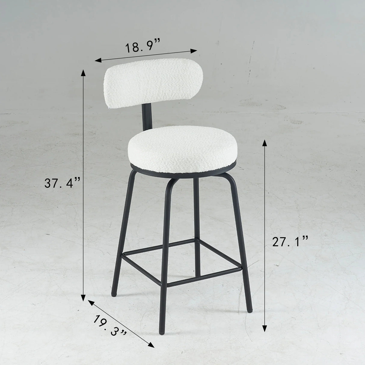 Counter Height Bar Stool Swivel Fabric Upholstery White - Furniture Home Direct