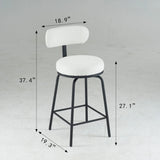 Counter Height Bar Stool Swivel Fabric Upholstery White - Furniture Home Direct