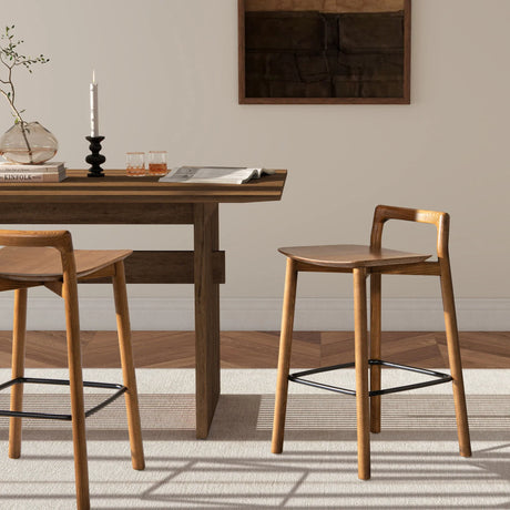 Sven - Modern Minimalist Low Back Counter Stool - Dark Brown Walnut - Furniture Home Direct