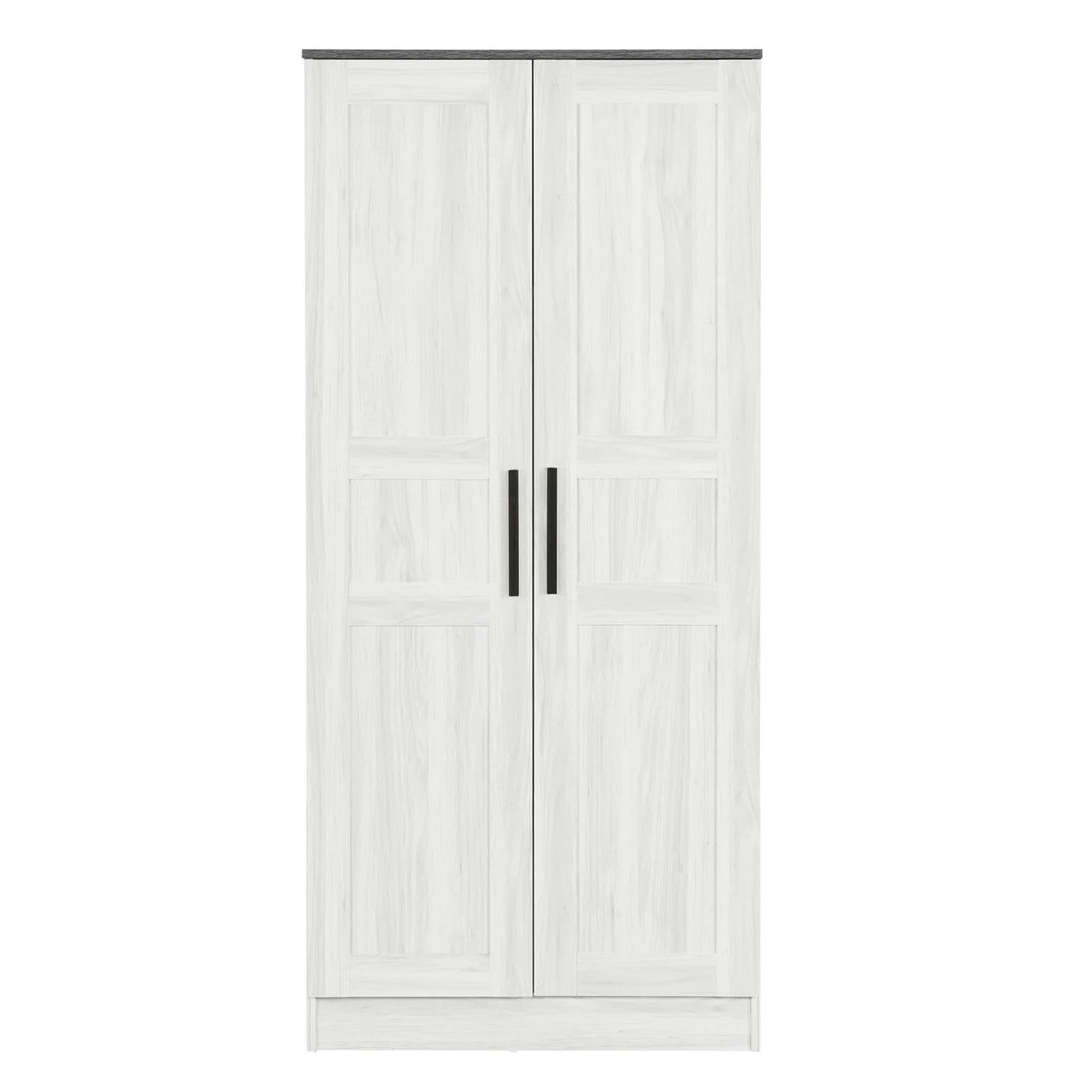 2-Door Wardrobe Armoire with LED and 4 Storage Shelves, Grey - Furniture Home Direct