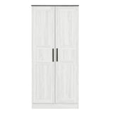 2-Door Wardrobe Armoire with LED and 4 Storage Shelves, Grey - Furniture Home Direct