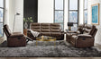 Aashi - Leather Gel Match 3 Piece Recliner Living Room Set - Brown - Furniture Home Direct