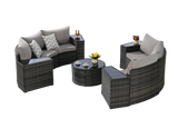 11 Piece Patio Set With Tempered Glass Round Coffee Table - Furniture Home Direct