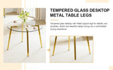Dining Table Round Glass Top With Gold Legs Transparent - Furniture Home Direct